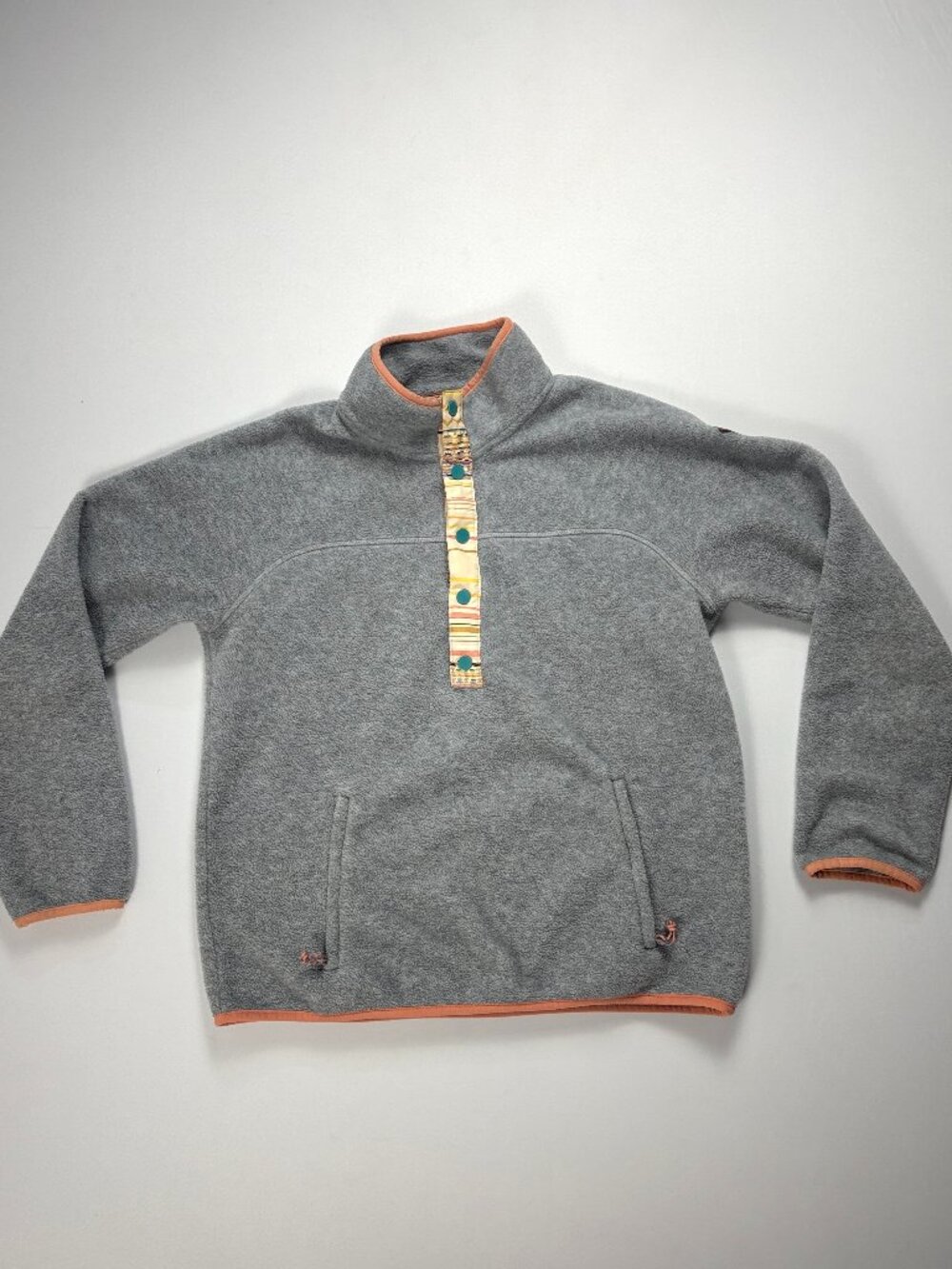 Burton Womens 1/4 Snap Pullover Jacket Gray Sz M Fleece Aztec